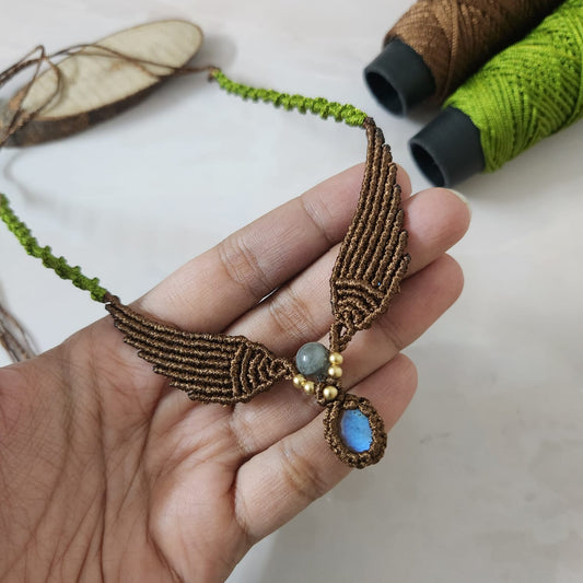 Paksha macrame statement necklace