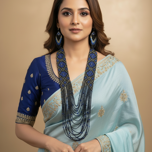 Pramodini geometric bead layer necklace set
