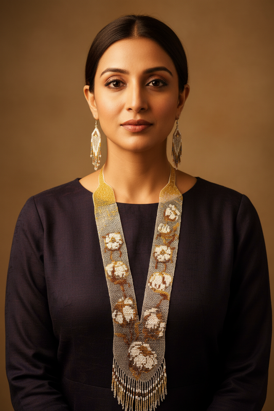 floral bead necklace party necklace jewellery earrings danglers long necklace set office wear jewellery for work