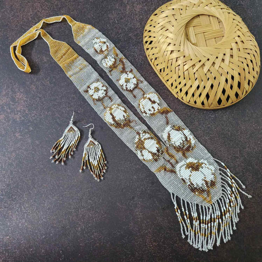 floral bead necklace party necklace jewellery earrings danglers long necklace set office wear jewellery for work