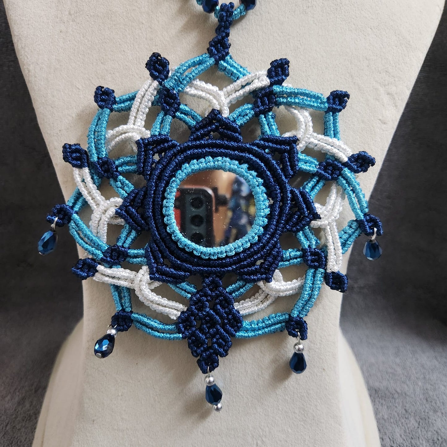 Prathikrithm mirrorwork macrame necklace set