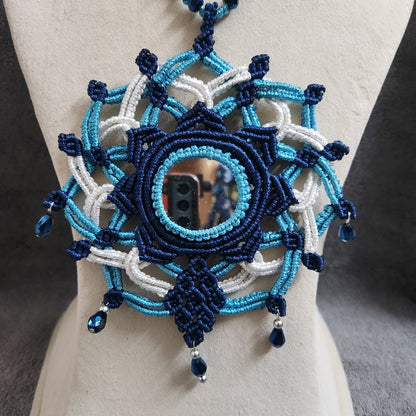 Prathikrithm mirrorwork macrame necklace set