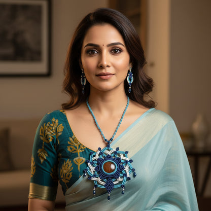 Prathikrithm mirrorwork macrame necklace set