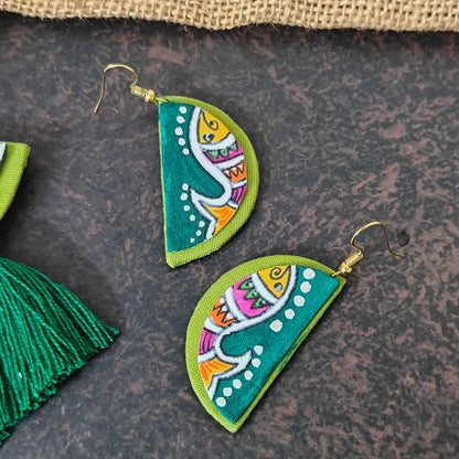 Pratima green fabric necklace set