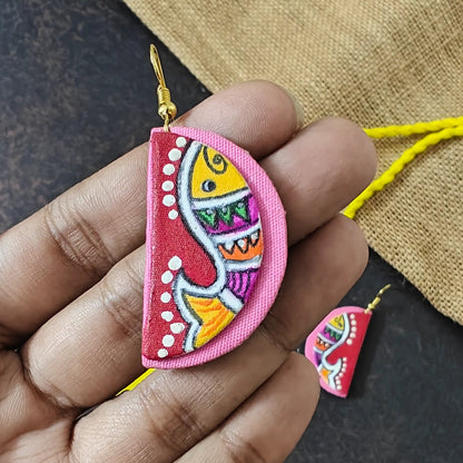 Pratima yellow fabric necklace set