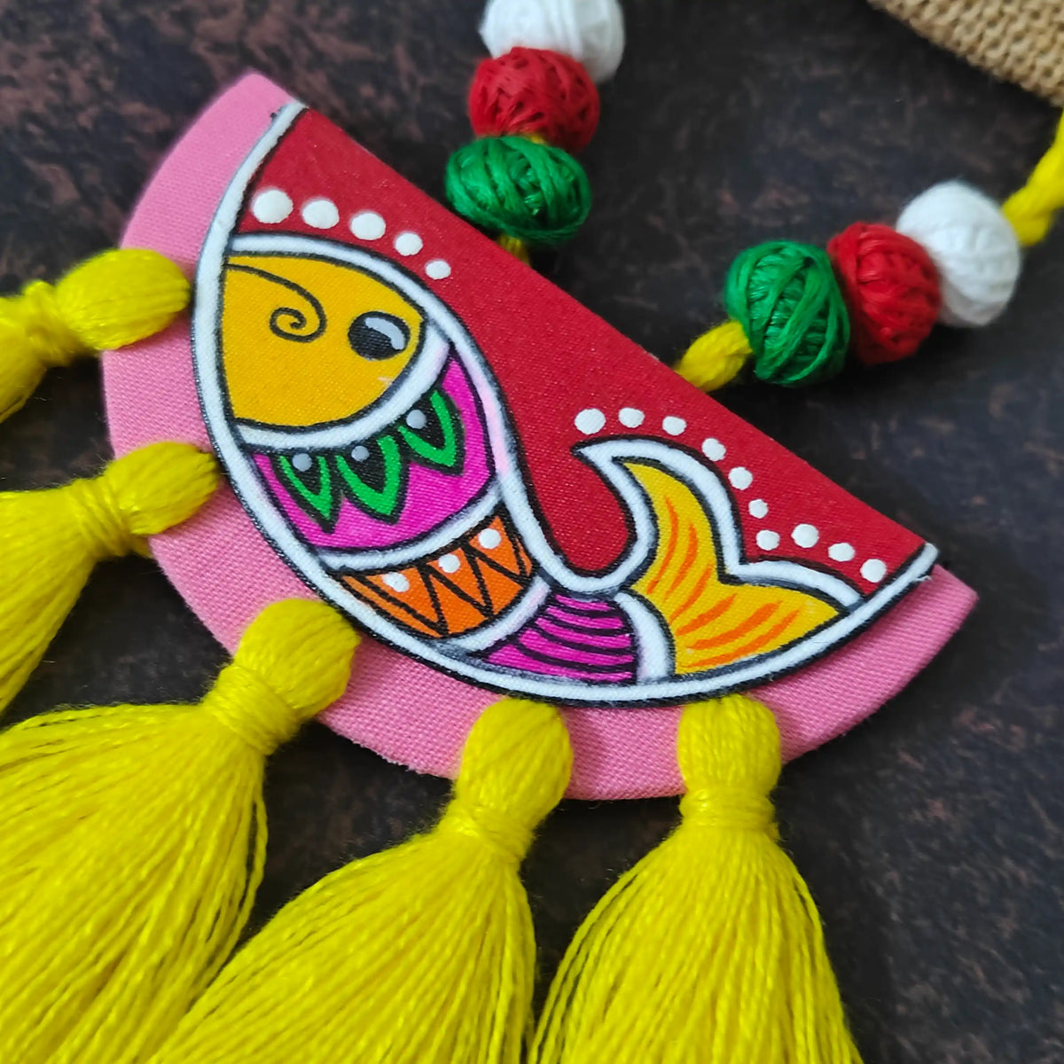 Pratima yellow fabric necklace set