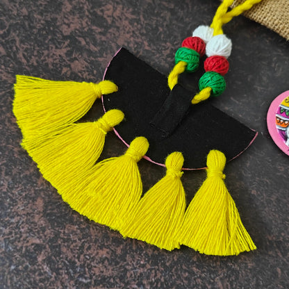 Pratima yellow fabric necklace set