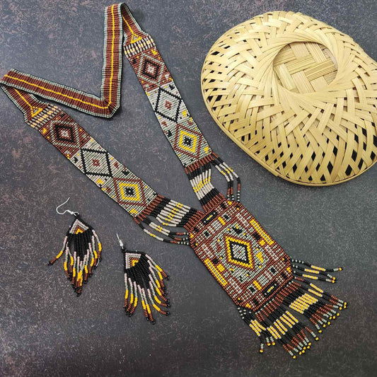 party wear necklace bead jewellery native american design navajo diamond pattern office wear for work wedding wear for mehendi sangeet reception engagement