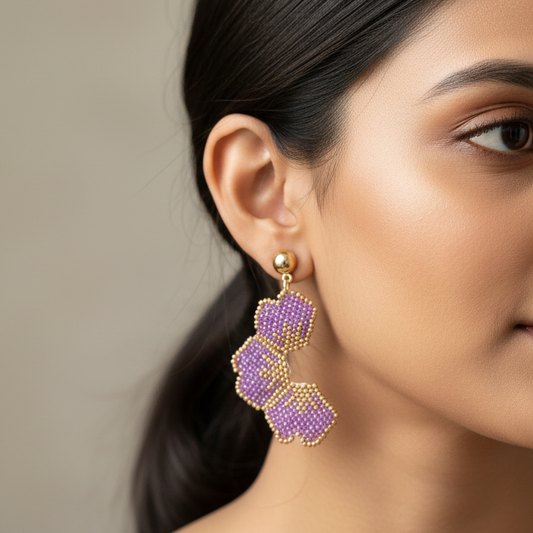 Rajika purple bead earrings