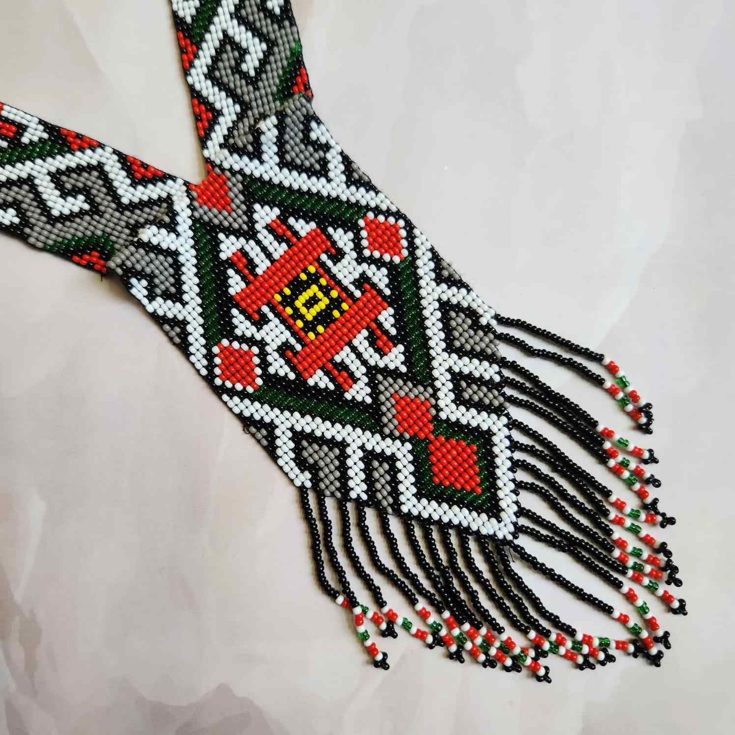 native american design geometric  bead loom necklace with earrings navajo print design daily wear necklace set for office and party