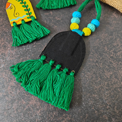 Rangini green fabric necklace set
