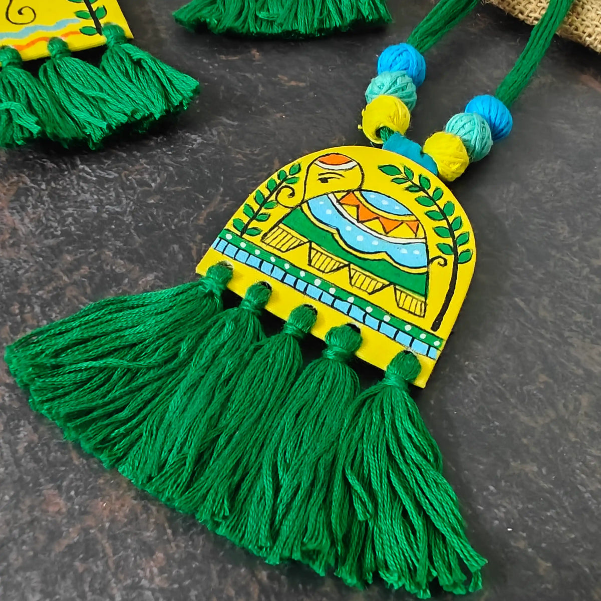 Rangini green fabric necklace set
