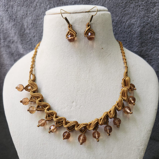 Rupa gold macrame necklace set