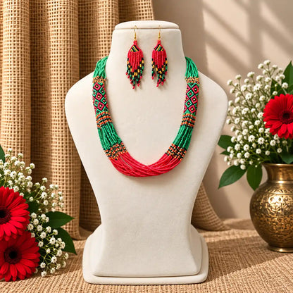 Saiya green bead necklace set