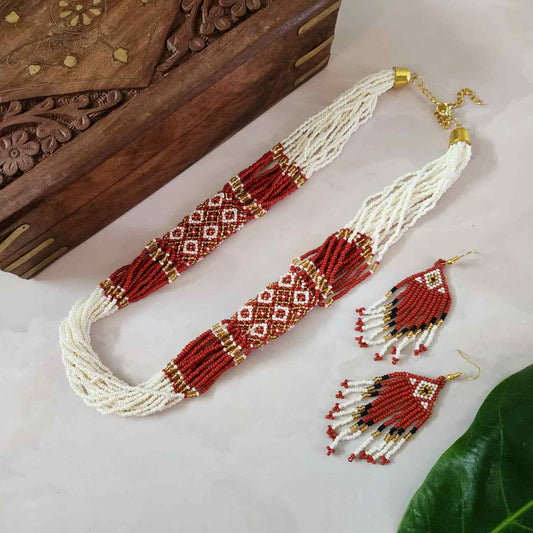 festive bead necklace set maroon pearl necklace set office wear casual wear party for wedding wear conservative jewellery design