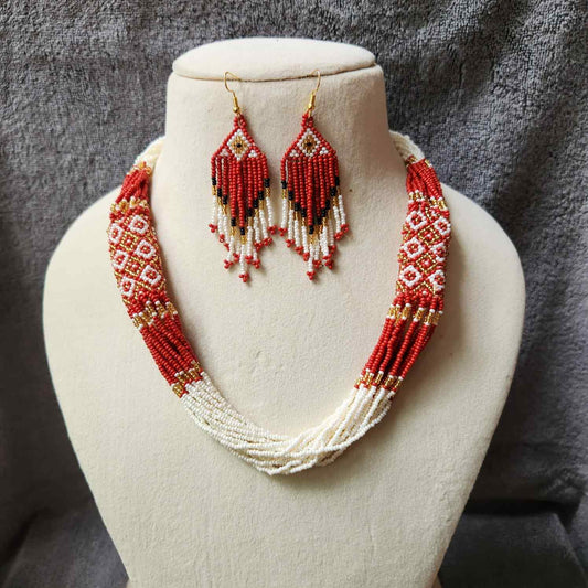 festive bead necklace set maroon pearl necklace set office wear casual wear party for wedding wear conservative jewellery design