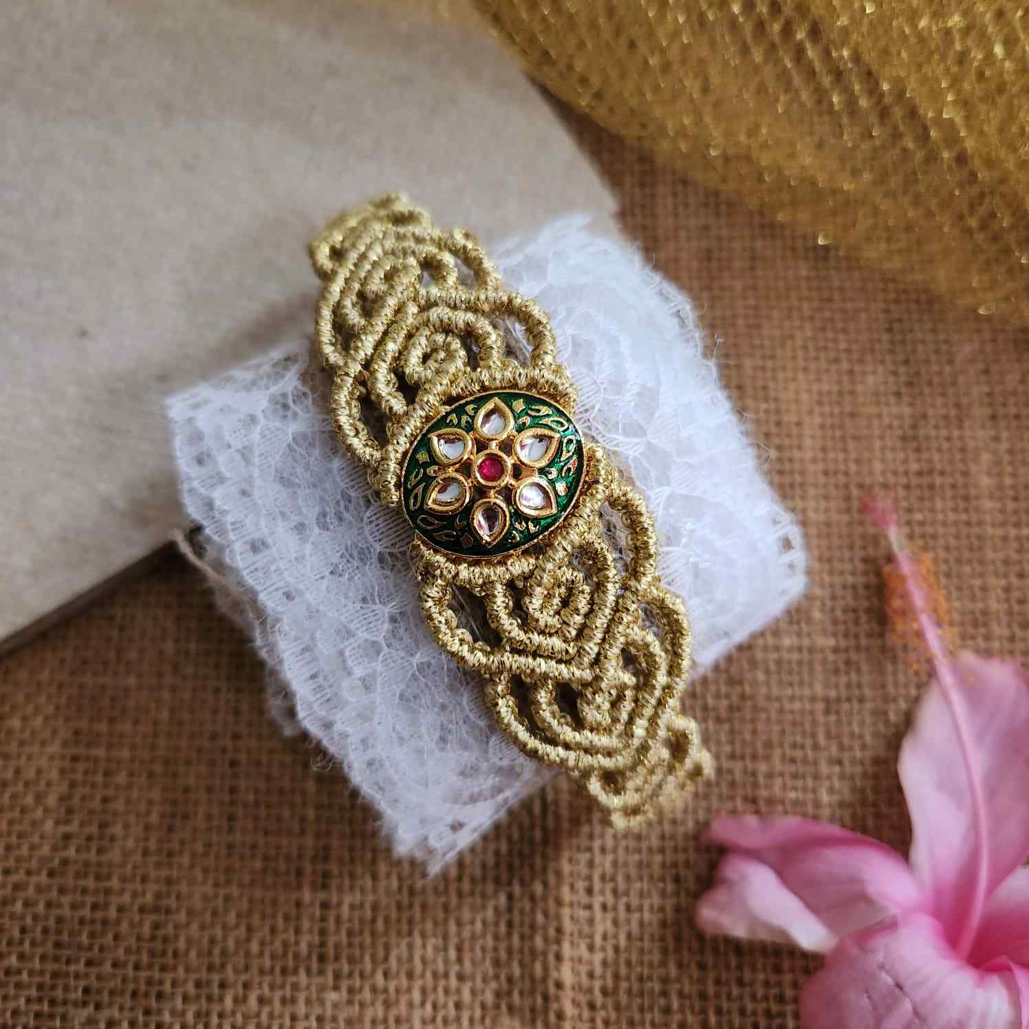 gold bracelet meenakari kundan kada bracelet rakhi bracelet party wear office wear festival bracelet anklet armlet handmade fashion
