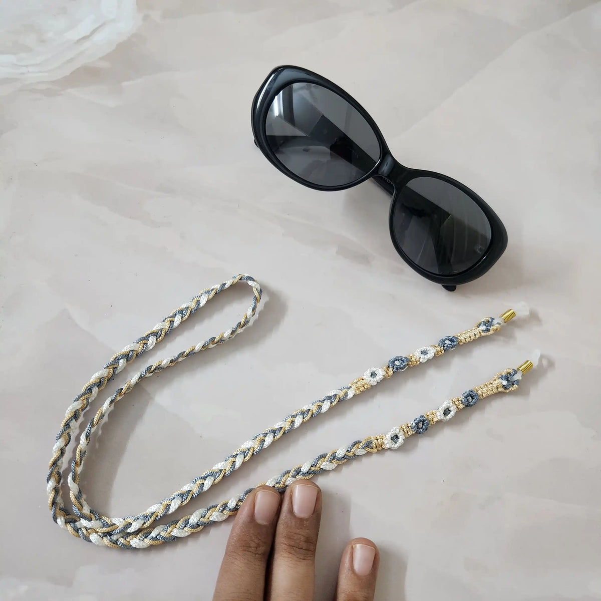 Saritha grey macrame spectacle chain