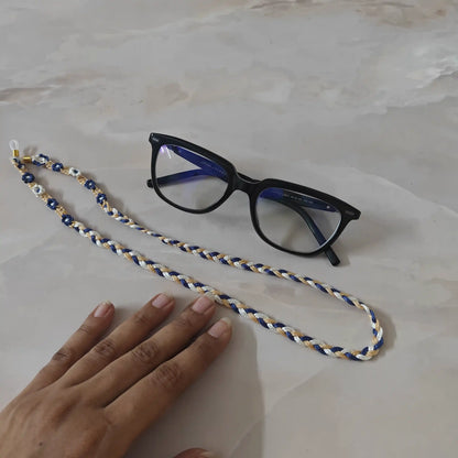 Saritha blue macrame spectacle chain