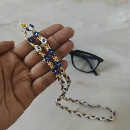 Saritha blue macrame spectacle chain