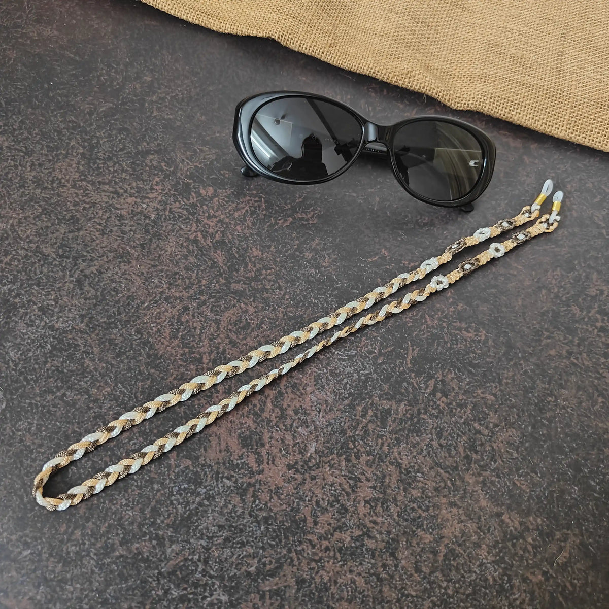 Saritha brown macrame spectacle chain