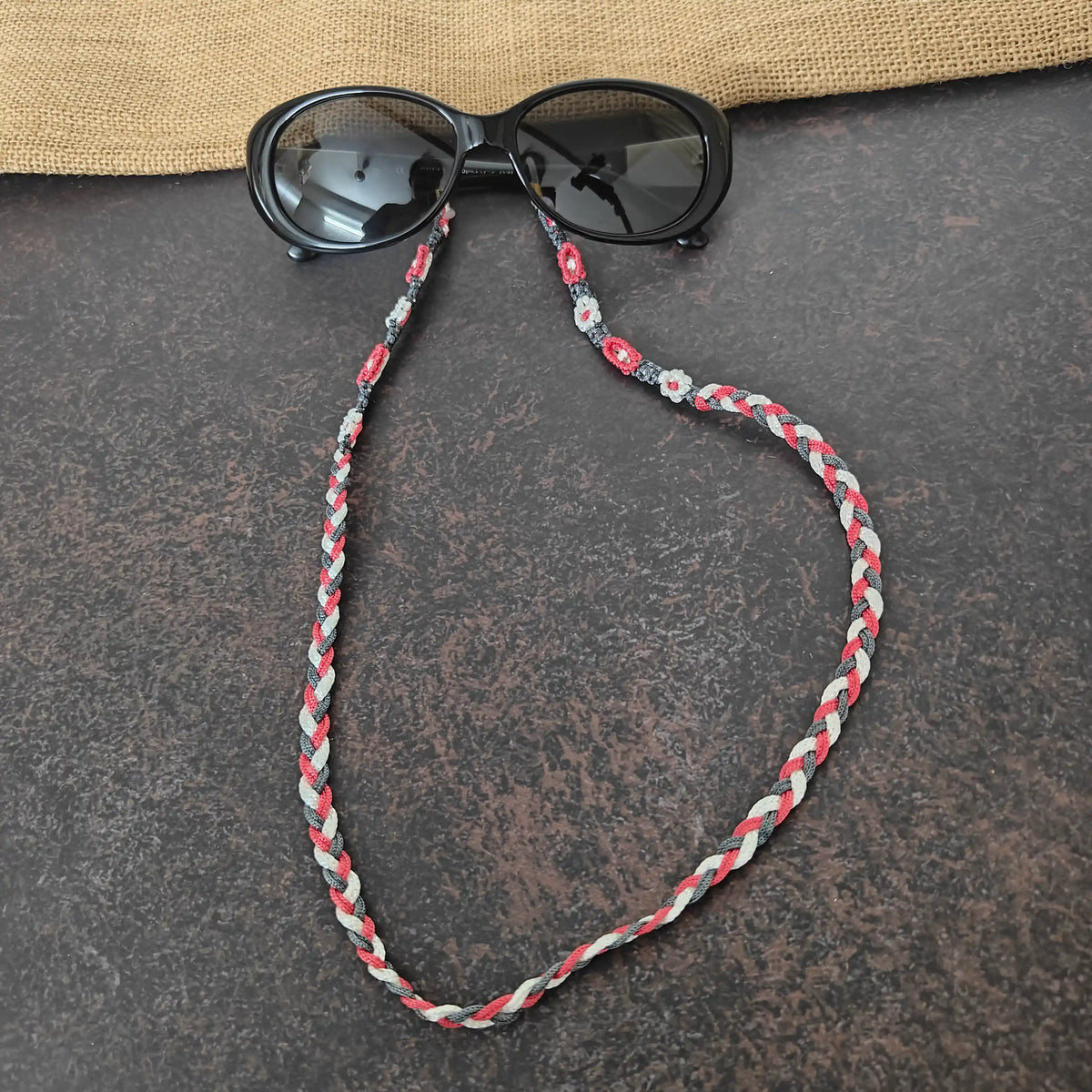 Saritha pink macrame spectacle chain