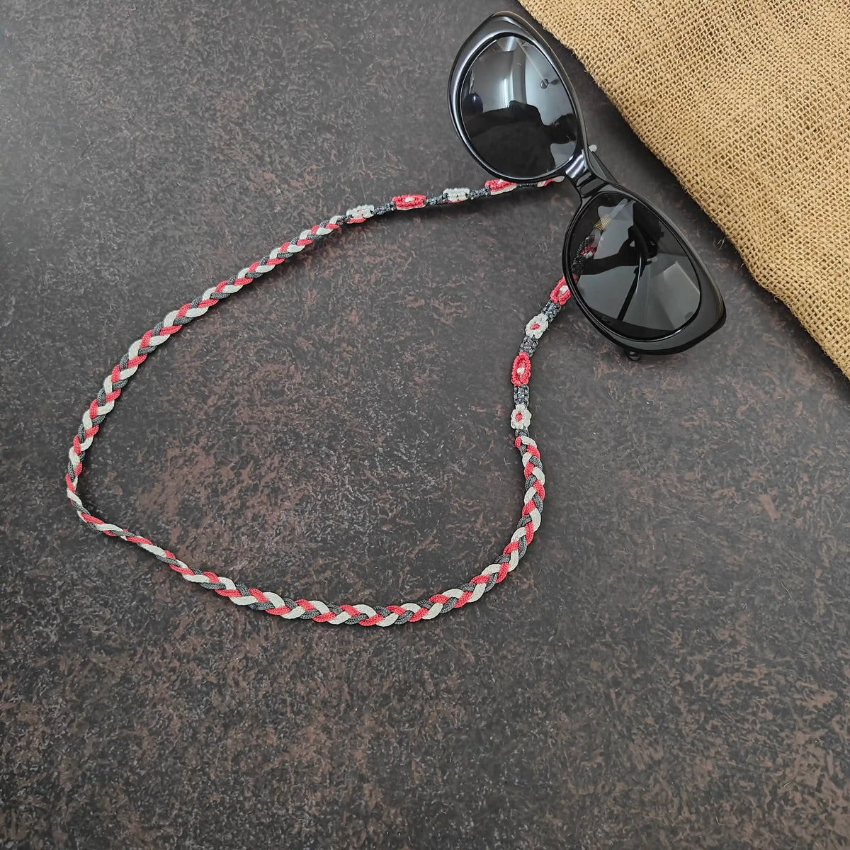 Saritha pink macrame spectacle chain