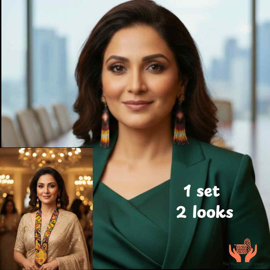 Shakuntala black beadloom necklace set