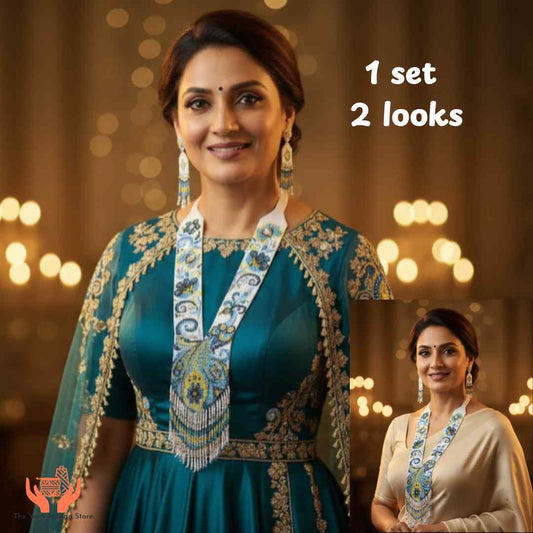 Shakuntala white beadloom necklace set