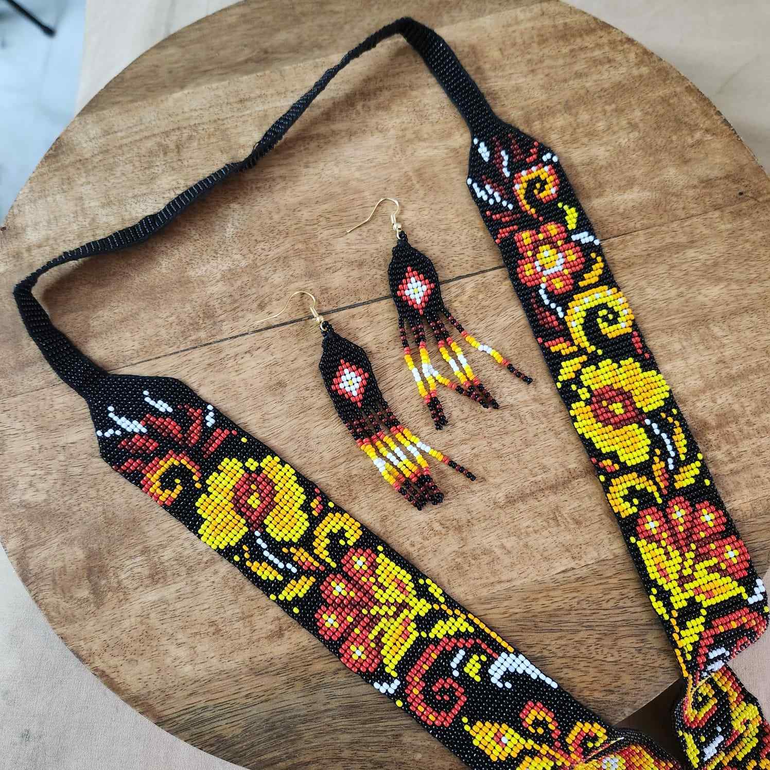 festive bead necklace set black  yellow  necklace set office wear casual wear party for wedding wear peacock necklace sangeet haldi mehndi necklace