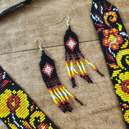 festive bead necklace set black  yellow  necklace set office wear casual wear party for wedding wear peacock necklace sangeet haldi mehndi necklace