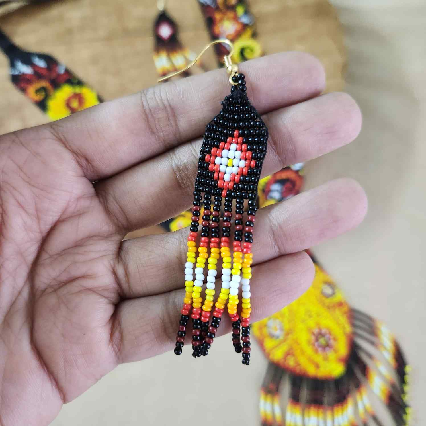 festive bead necklace set black  yellow  necklace set office wear casual wear party for wedding wear peacock necklace sangeet haldi mehndi necklace