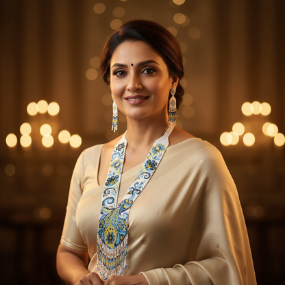 Shakuntala white beadloom necklace set