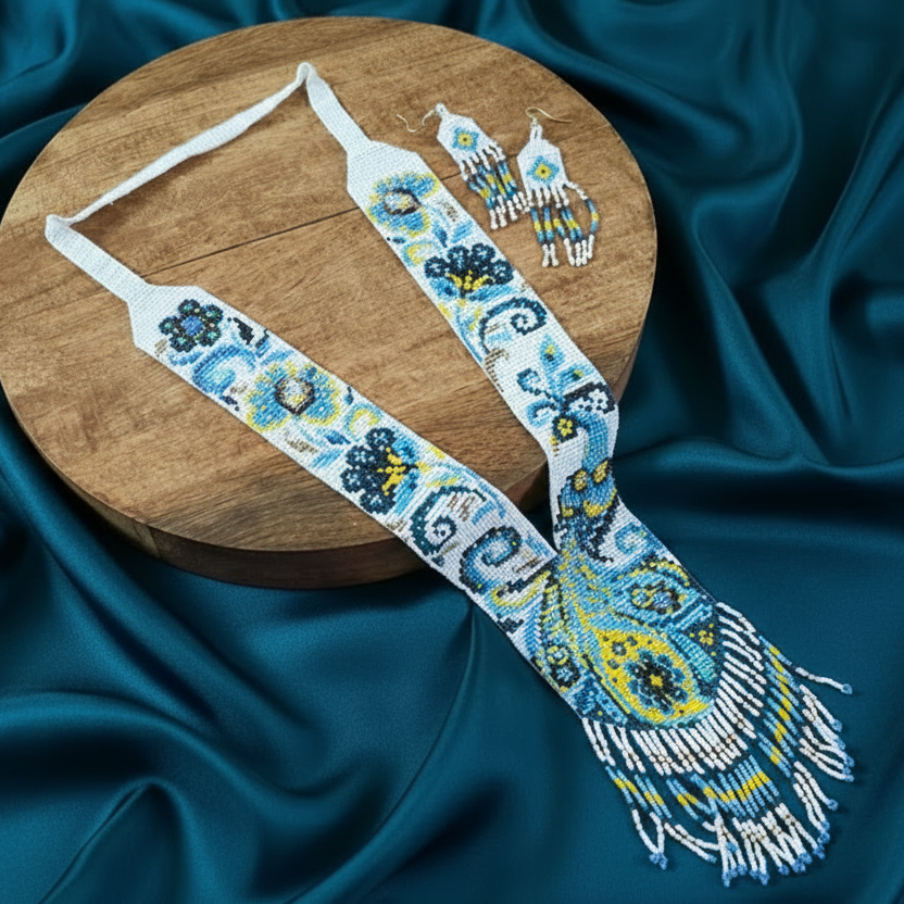 Shakuntala white beadloom necklace set