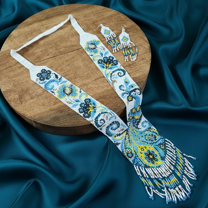 Shakuntala white beadloom necklace set