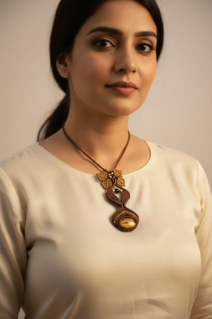 Shankari macrame pendant necklace