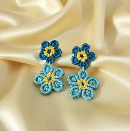 Smrithi blue macrame stud earrings