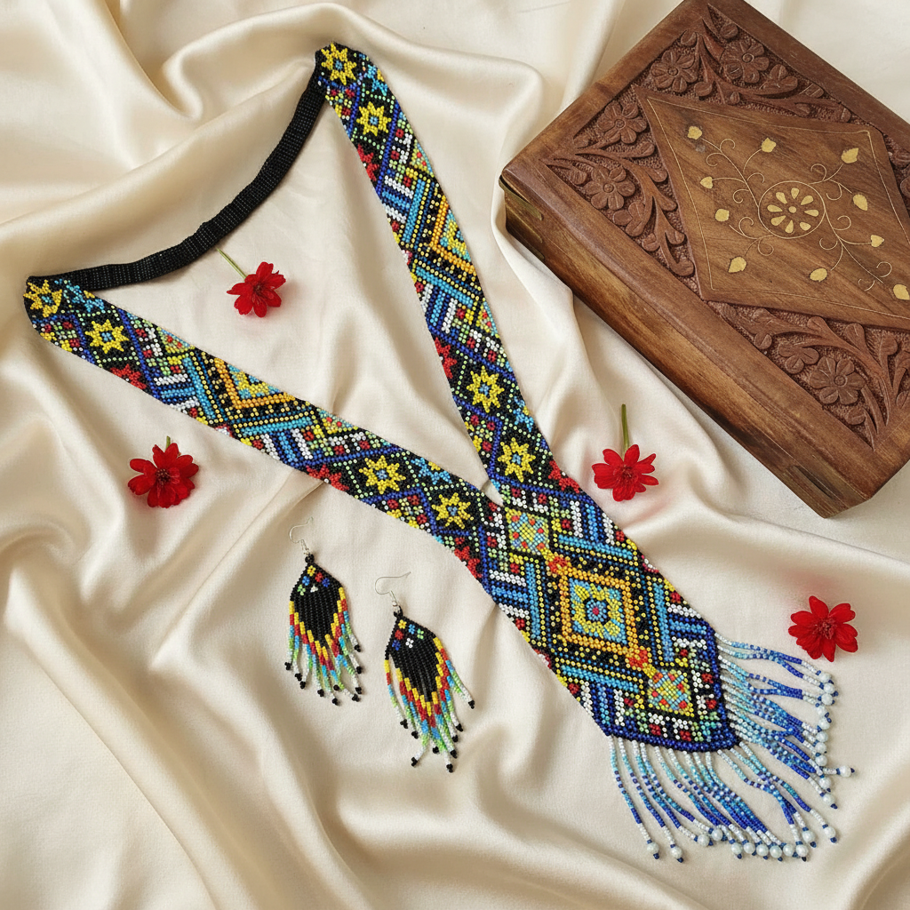 Spatika beadloom necklace set