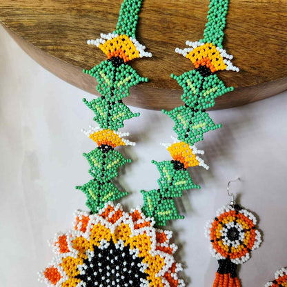 floral bead necklace set orange yellow flower necklace for haldi shaadi mehndi sangeet independence day