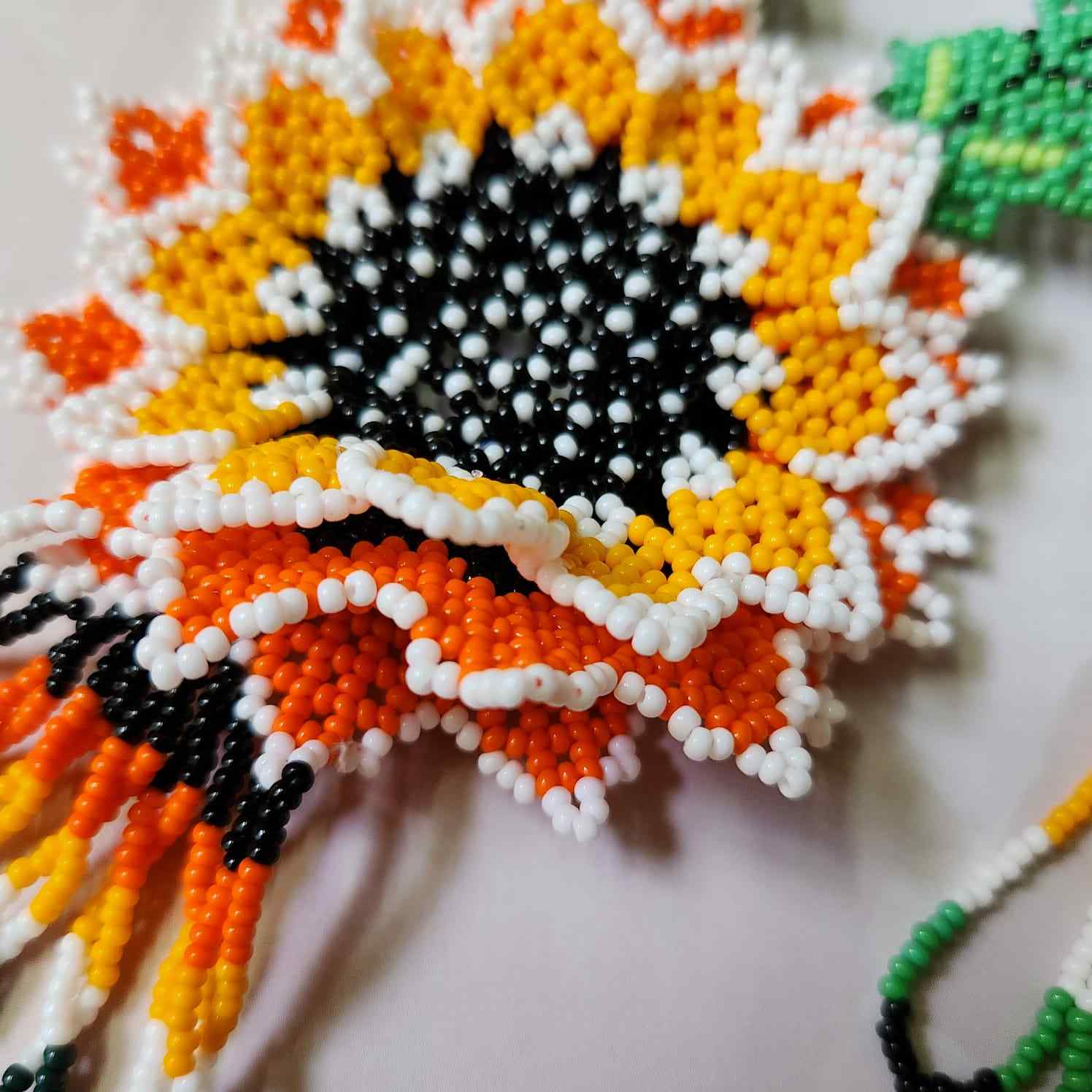 floral bead necklace set orange yellow flower necklace for haldi shaadi mehndi sangeet independence day