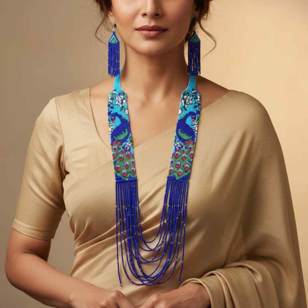 Barhin peacock beadloom necklace set