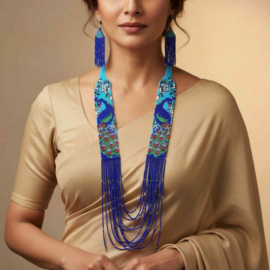Barhin peacock beadloom necklace set