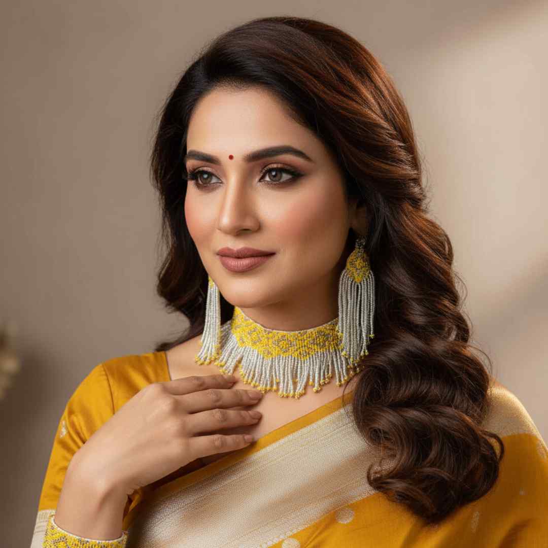 Haldi choker beadloom necklace set