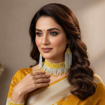 Haldi choker beadloom necklace set