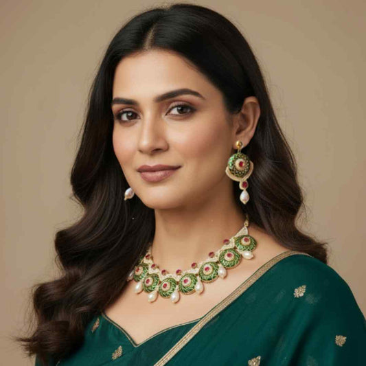 Saroj meenakari macrame necklace set