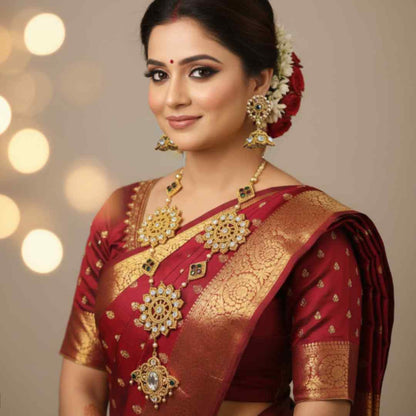 Kundavai stone macrame necklace set