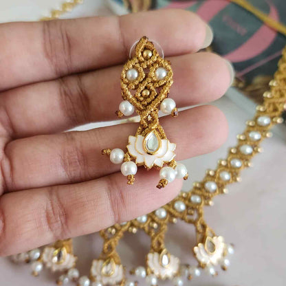 meenakari necklace party necklace set formal wear jewellery for office party wear lotus necklace set stud earrings for wedding