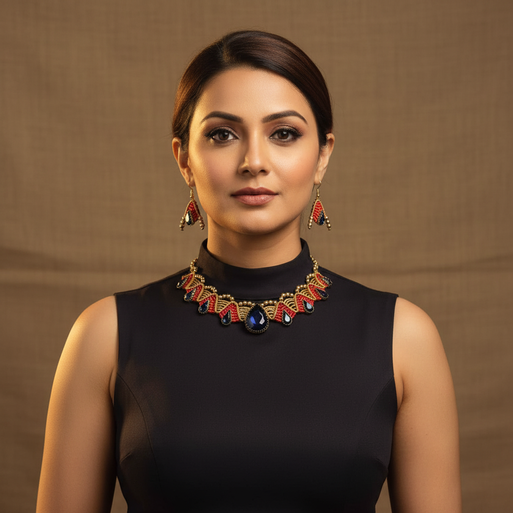 Vahini stone macrame necklace set