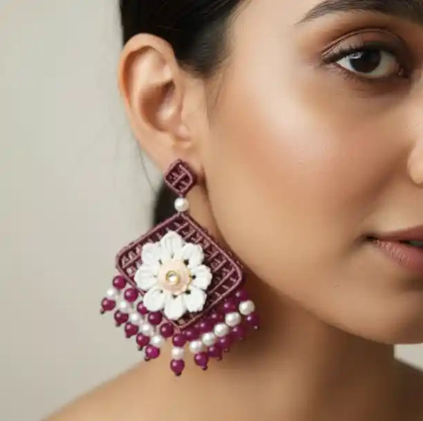 Vandana macrame stud earrings