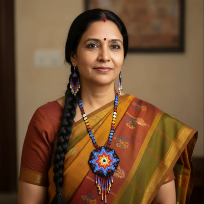 Varenya blue bead necklace set